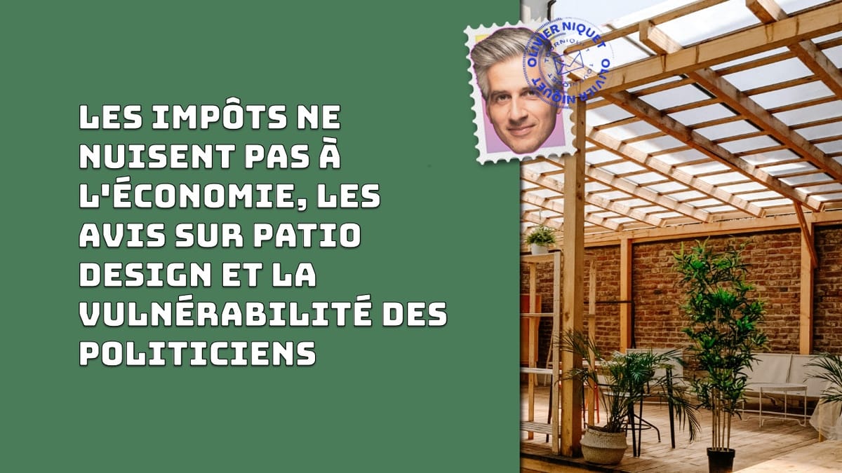 Les impôts ne nuisent pas à l'économie, les avis sur Patio design et la vulnérabilité des politiciens Post feature image