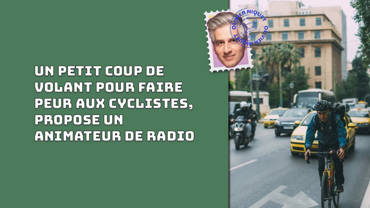 Un petit coup de volant pour faire peur aux cyclistes, propose un animateur de radio Image principale