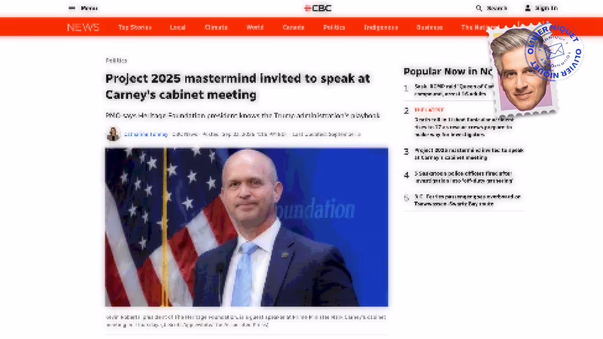 Le cerveau derrière le Projet 2025 rencontre Mark Carney Image principale