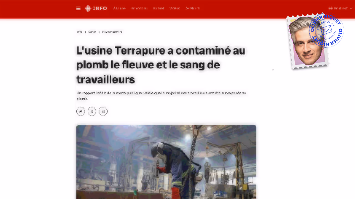 Du plomb dans le fleuve et dans le sang des employés de Terrapure Image principale