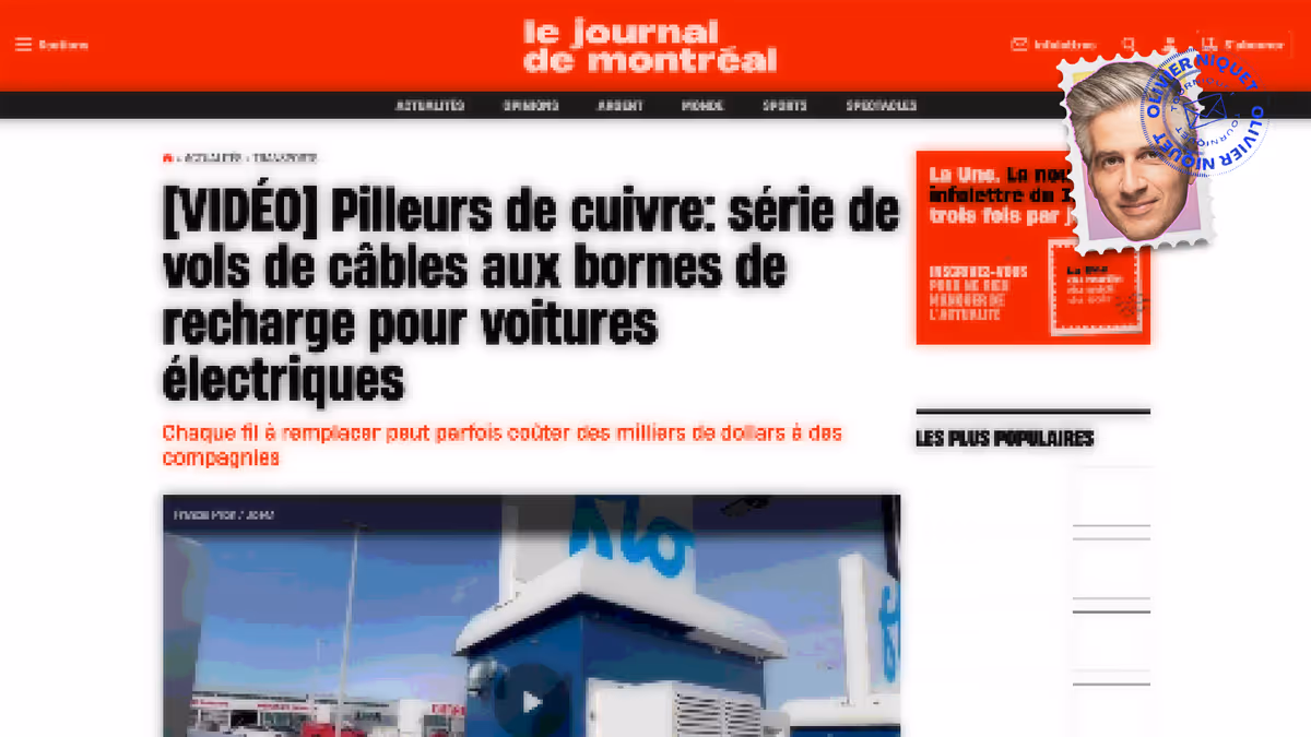 Des câbles de recharge de voitures électriques coupés pour leur cuivre Image principale