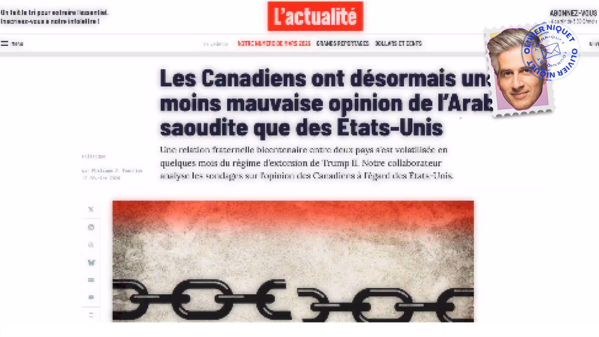 Les Canadiens ont une aussi mauvaise opinion des États-Unis que de l’Arabie Saoudite Image principale