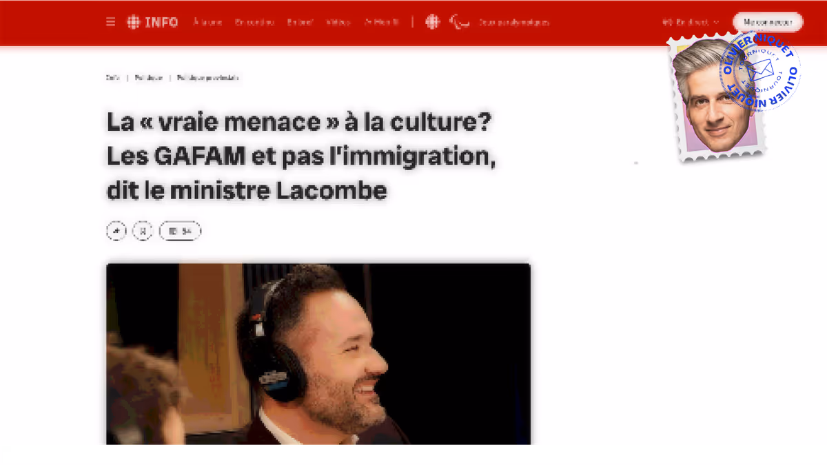 Les GAFAM, pas l’immigration, menacent la culture selon Mathieu Lacombe Image principale
