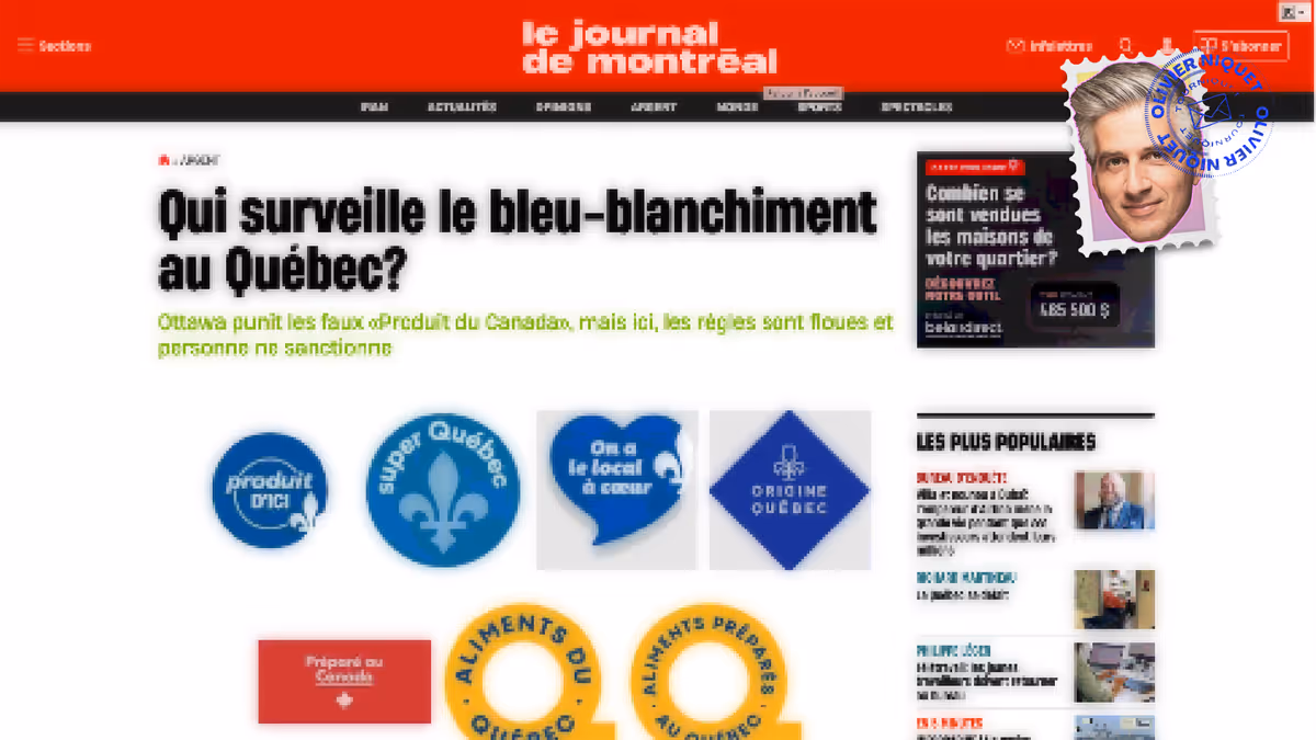 Personne pour surveiller les fausses allégations de produits québécois Image principale