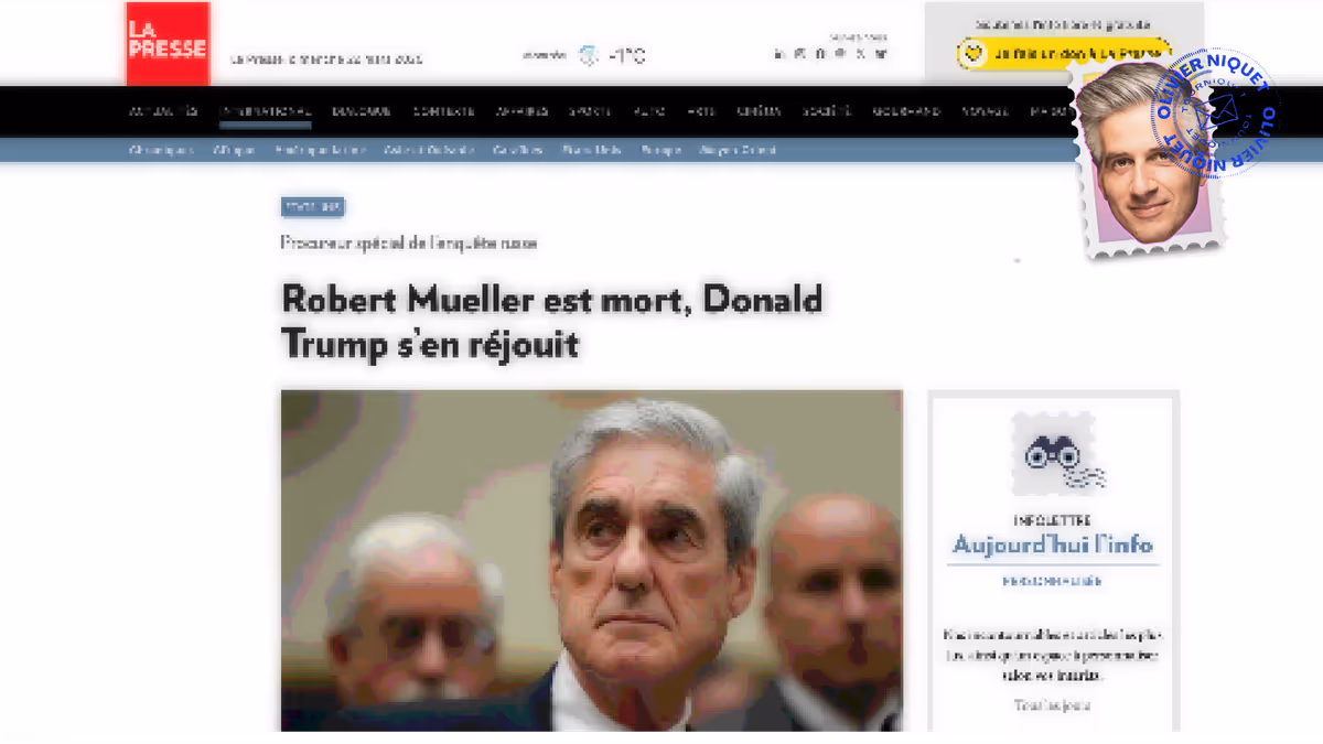 Donald Trump content du décès de Robert Mueller Image principale
