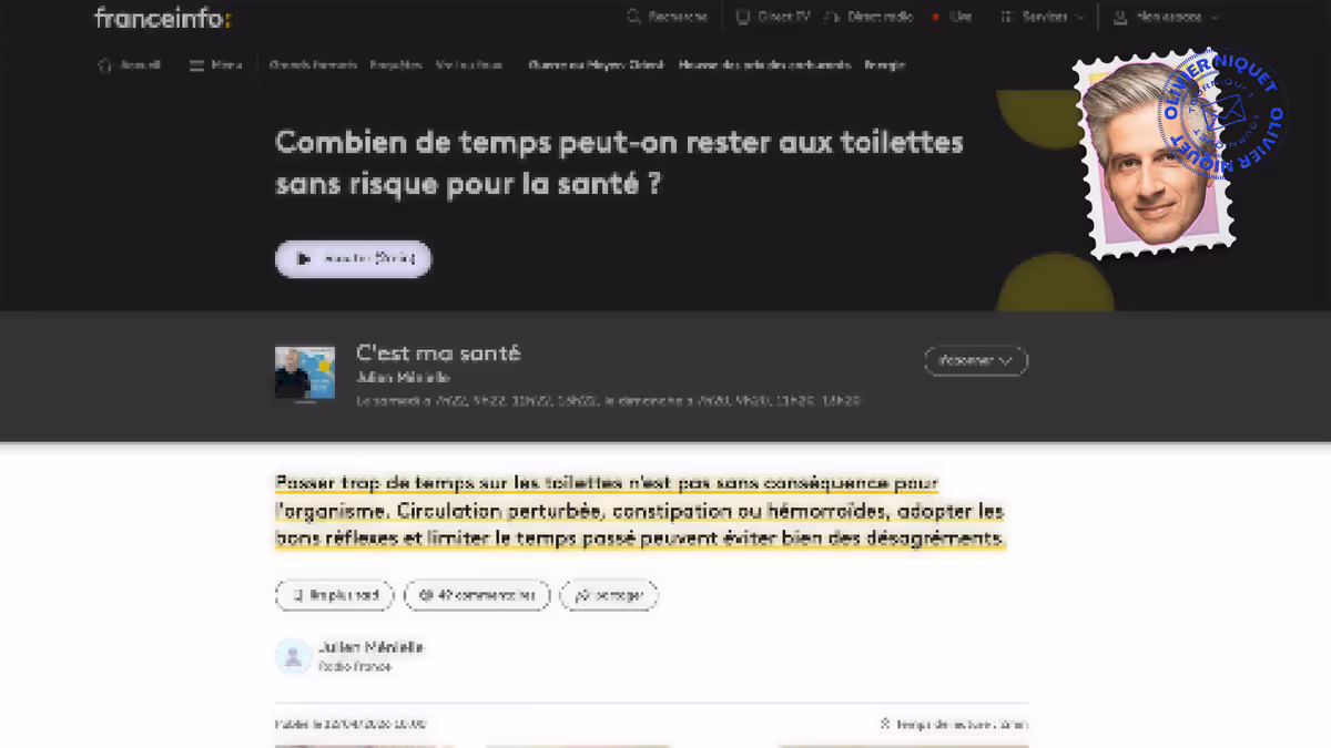 Combien de minutes est-il sécuritaire de rester assis aux toilettes? Image principale