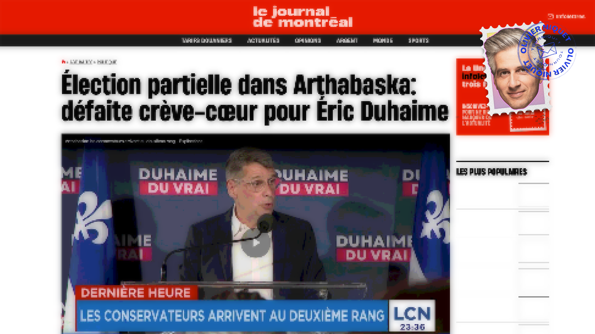Duhaime perd la partielle et sa mère dénonce les journalistes Post feature image
