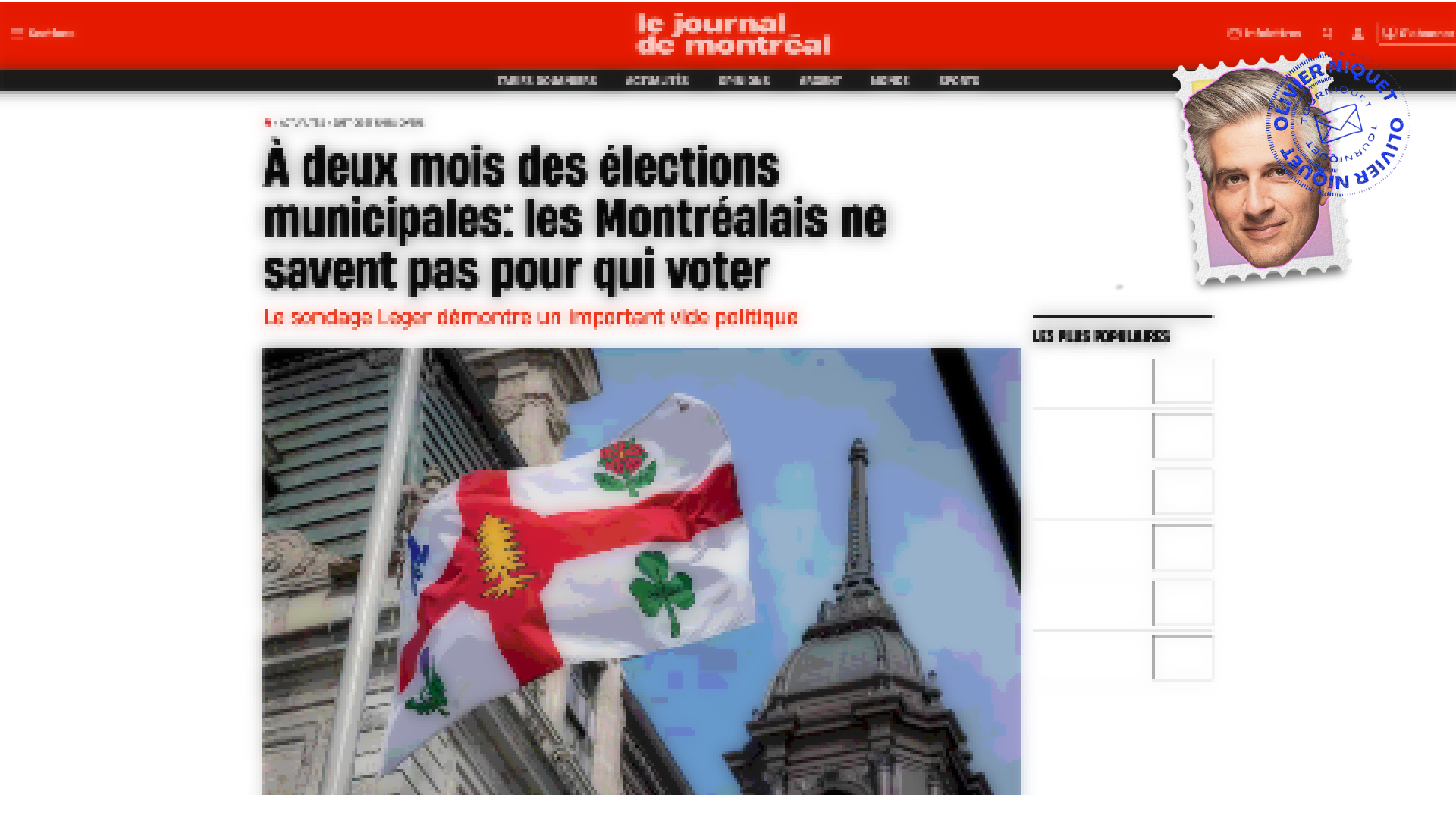 Sondage: peu d’enthousiasme pour les candidats à la mairie de Montréal Post feature image