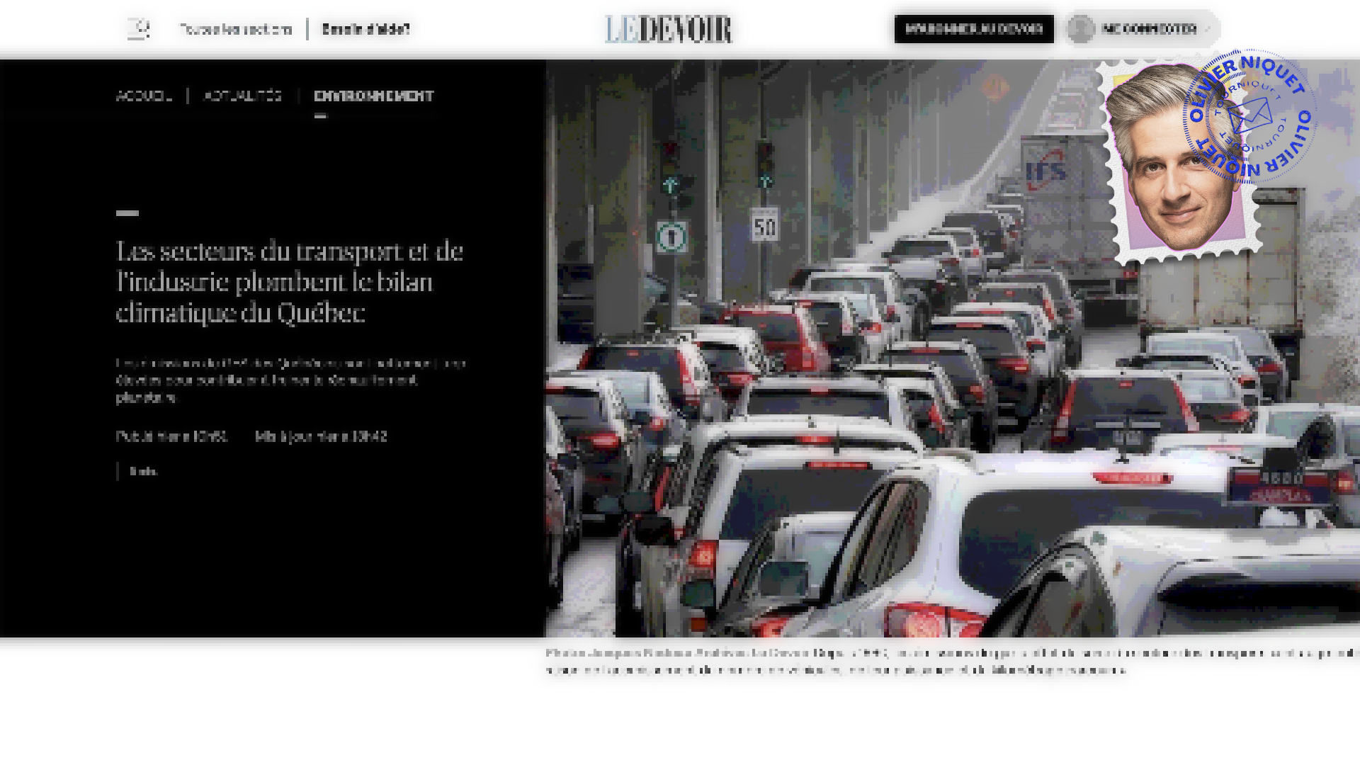 Le transport compte pour 44,8% des émissions de GES au Québec Post feature image