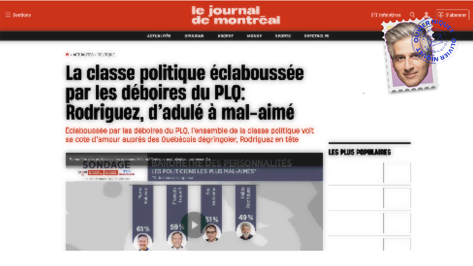 Poilievre, Legault et Duhaime, les politiciens les moins aimés du Québec Post feature image