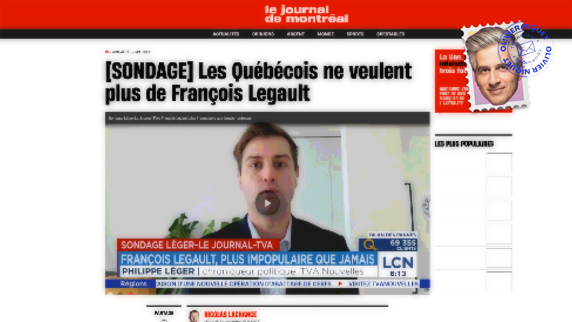 1% des Québécois « très satisfaits » de Legault Post image