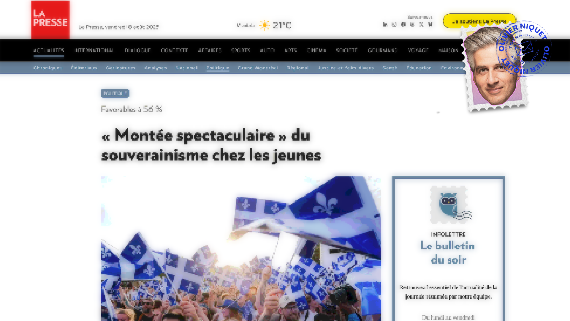 La souveraineté du Québec à 44% selon un sondage CROP Post feature image