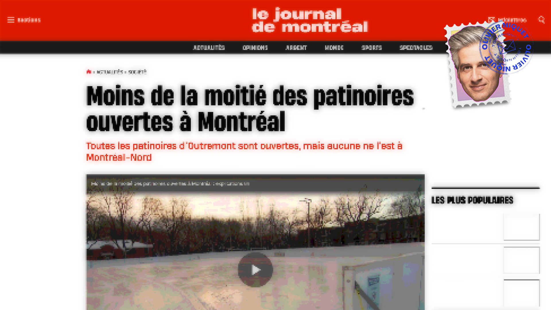 Les patinoires des quartiers défavorisés de Montréal davantage impraticables Post feature image