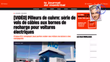 Des câbles de recharge de voitures électriques coupés pour leur cuivre Image principale